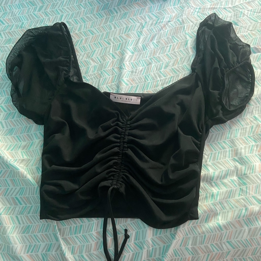 cute black crop top blouse